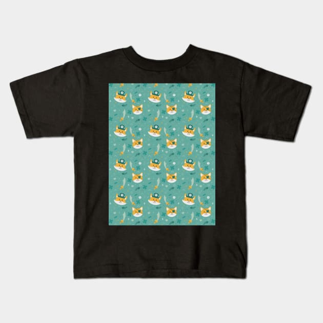 Pirate Kitties Pattern Kids T-Shirt by CharleyFox